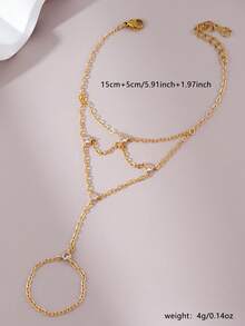 1pc Inlaid Artificial Zirconia Sparkling Connected Finger Bracelet, Suitable For Women's Daily Wear, Dates, Music Festivals - Yellow Gold - View 6