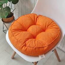1pc Solid Color New Thickened Breathable Comfortable Round 3D Cushion Home Decor Pad Premium Pet Mat - Orange - View 1