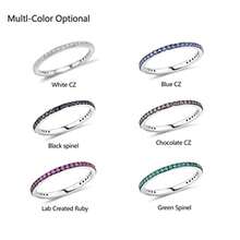 Santuzza - Anillo apilable de plata de ley 925, anillo de compromiso para mujer - nanocirconita cúbica azul - Ver 6