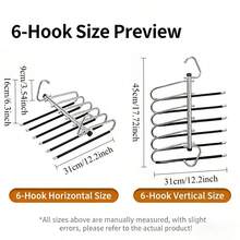 6-stöckiger Magic Hanger Hosenständer - Mit rutschfesten Stangen, verstärktem verdicktem Mehrschicht-Design; Wohnheim-Essential und platzsparender Kleiderschrank-Organizer, mit verstellbaren horizontalen Stangen - Geeignet für Zuhause, Büro oder Hotelnutzung - Verschiedenfarbig - Übersicht 8