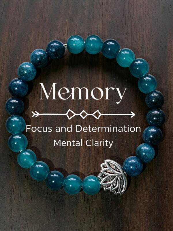 Memory Style Natural Stone Beaded Lotus Bracelet, Focus On Body And Mind Healing, Handmade Elastic Rope Meditation Jewelry, Suitable For Daily Wear And Gifts
