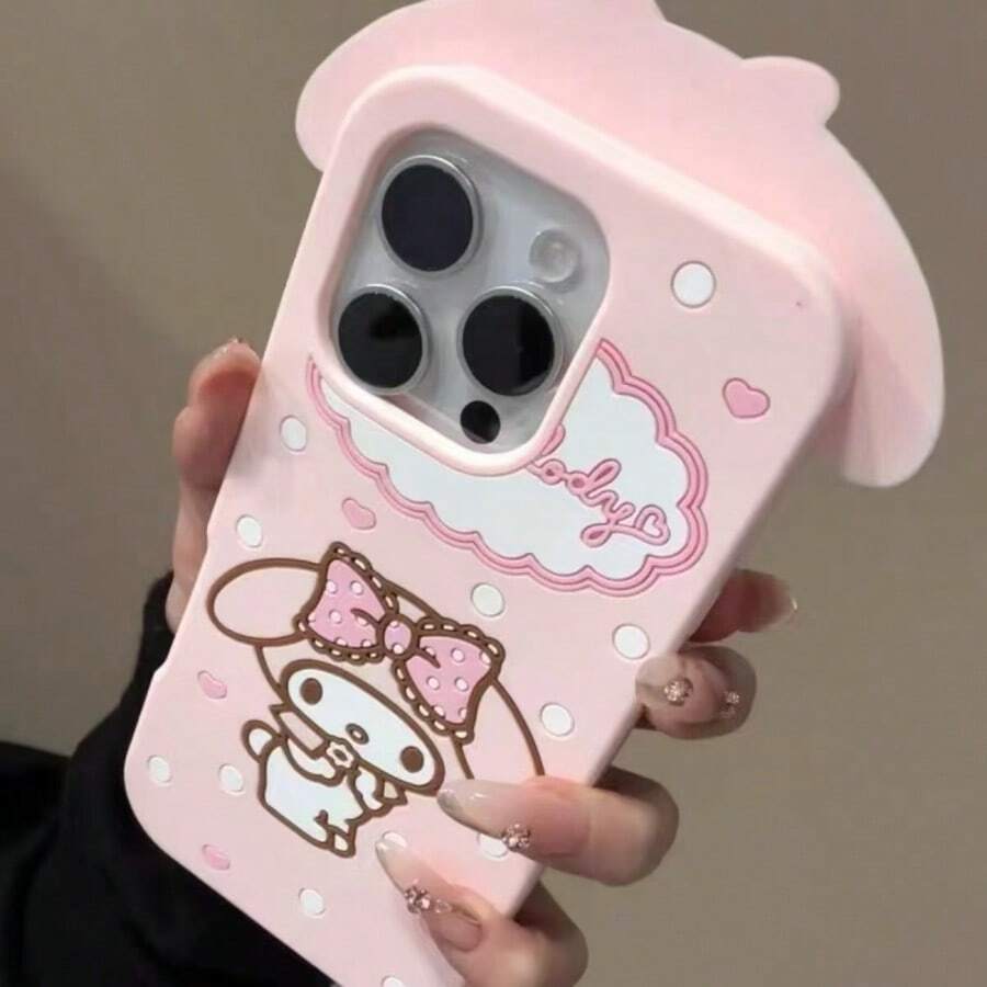 SANRIO 時尚新款 3D 女孩粉色波點 My Melody 手機殼,適用於 iPhone 17 Pro Max、Apple 15 Pro、14、13 矽膠創意保護殼 - 粉色 - 查看 1