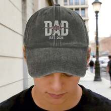 DAD Girl EST.2026 Embroidered Washed Cotton Baseball Cap, Adjustable Unisex Sun Hat, Perfect Father's Day Gift For New Dad, Casual Daily Outdoor Wear - Multicolor - View 7