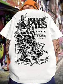 Camiseta para Hombre con Estampado de Calavera Abyss Y2K - Blanco - Ver 1