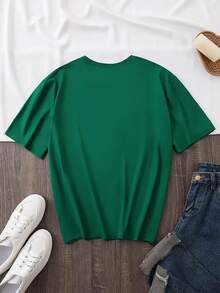 Women's Y2K Casual Summer T-Shirt 2026, New Women's Pure Cotton Crew Neck Short Sleeve T-Shirt With "Family Cruise 2026" Print And Text, Fashion Brand Top, Ad - 綠色 - 查看 2