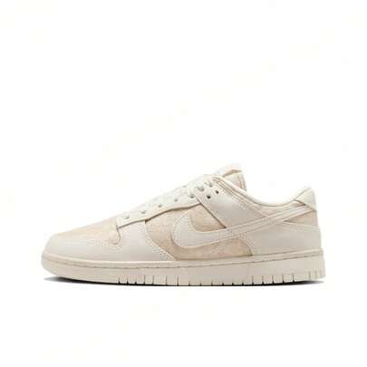 Adidași Nike Dunk din material textil și piele, joși, pentru femei, alb/roz