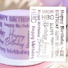 Multiple Happy Birthday Pattern Cake Stencil, PET Material Cake & Cookie Decoration Hollow Template, Cake Surface Printing Tool, Birthday Party Cake, Dessert, Cookie, Fondant Cake Hollow Decoration Template - White - View 4