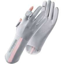 1pc Spring/Autumn/Summer Sun Protection Gloves, Unisex Thin Ice Silk UV Protection, Fingerless Touchscreen Driving Cycling Anti-Slip, Mid-Length Breathable Outdoor Flip-Cover Touchscreen Gloves, Cool Lightweight Ice-Feel Gloves - Multicolor - View 10