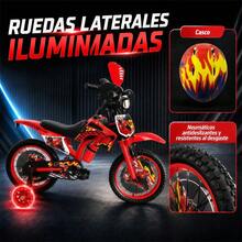 Bicicleta Realista Tipo Moto Para Niños R16 Rodada Con Casco - Rojo - Ver 4
