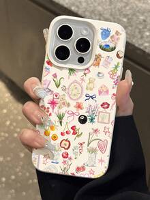 1pc Cute Kitten Keyboard Strawberry Pattern Waterproof Shockproof Anti-Slip Soft Phone Case Protective Cover Compatible With Apple And Phones - Multicolor - View 4