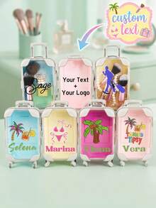 Custom Text Mini Suitcase Storage Box, Personalized Name Print Portable Organizer Case, Cute Small Storage Container Gift For Girls, Friends, Ideal For Party Favors,Birthday Presents, Holiday Gifts, Cosmetic Jewelry Sundries Desktop Storage Organizer - 1PC - View 2