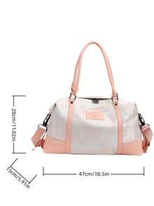 New Fashionable Travel Bag With Jacquard Pattern, Minimalist Niche Design, Stylish And Popular, Suitable For Short Trips, Fitness, With Spliced Color Blocks, Large Capacity, Versatile - Hot Pink - View 9
