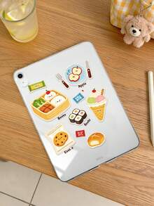 1個 TPU 軟殼冰淇淋便當圖案彩繪平板保護殼，相容 iPad 10.2/10.5/Air4/Air5/10.9/Pro 11"/10代/Air 11-In.(M2)-2024/Pro11-In.(M4)-2024/Air 11-Inch (M3) 2025/(A16) 11 Inch 11代 2025/Air7(M3)2025 (11-Inch)/Air 8(M4)2026(11-Inch)/Mini1/2/3/Mini4/Mini5/Mini6/Mini7/Air/Air2/9.7/Galaxy Tab A7 10.4 Inch/A8，可愛趣味 TPU 透明單殼保護套，無筆槽，筆僅供展示不含在內，輕巧超薄軟殼 - 彩色 - 查看 2