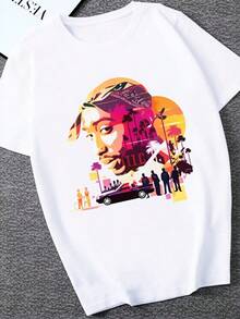 American Ripper Tupacs 2pacs Hip Hop Wowo's T Shirt Summer Short Sleeve Chewing Funnysss Summer Tshirt Tops Wowo T-Shirt Female - Blanco - Ver 2