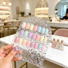1件透明紋理壓克力美甲展示板，美甲攝影背景道具，手持式美甲樣品裝飾展示盤，美甲色盤工具 - 彩色 - 查看 7