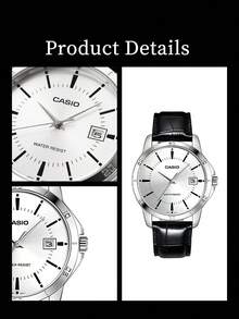 Casio MTP-V004L-7A 男士經典腕錶，銀色錶盤搭配黑色皮革錶帶，時尚商務手錶，適合日常配戴與送禮 - 均碼 - 查看 7