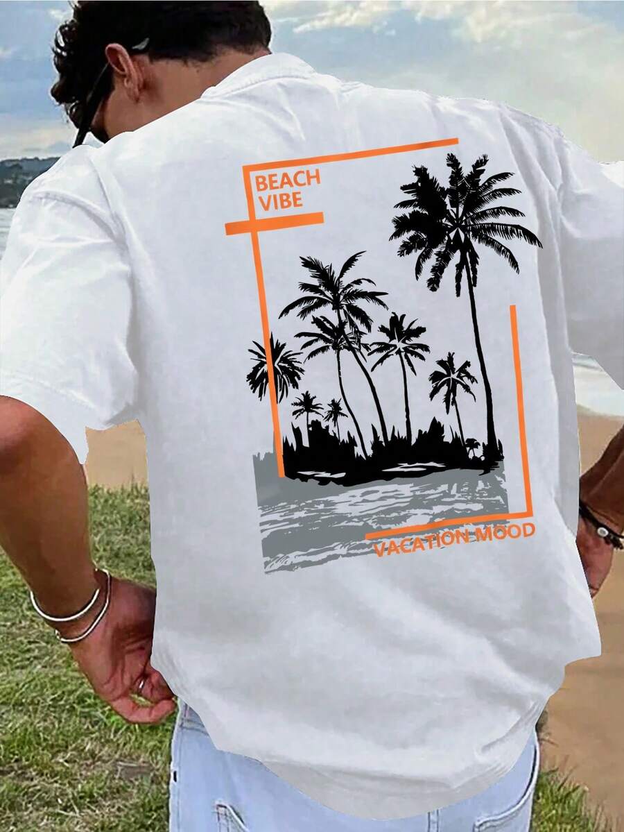 Camiseta casual de moda para hombre, estilo americano, con cuello redondo y mangas cortas. - Blanco - Ver 1