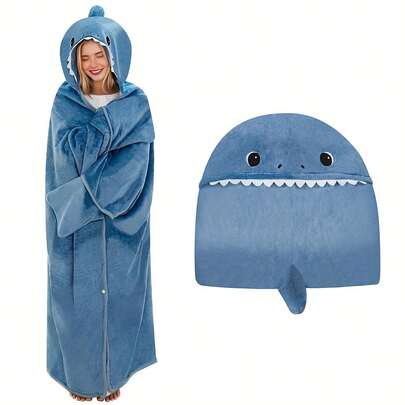 50*60 Inch Machine Washable Animal Adult Cape With Gloves, Adult Hooded Wearable Blanket, Winter Comfortable Home Blanket, Soft And Fluffy Flannel Cape Shawl Comfortable Blanket, Birthday Gift For Family And Friends, Christmas Gift