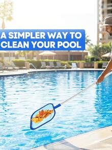 Pool Skimmer Net & Pole - Fine Mesh Cleaning Scoop - Leaf Net For Ponds, Spas, Hot Tubs - Large Skimmer For Above Ground Or Inground Pools, Filtration Cleaning Tool & Accessories - Blue - Multicolor - View 2