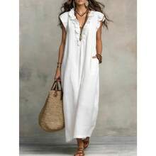 2026 European And American Spring And Summer New Bohemian Flying Sleeves And Ground Length - White - View 1