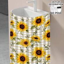 1pc, Home Decor, Sunflower Pattern Printed Table Skirt, Kitchen Small Curtain, Kitchen Cabinet Cover Curtain, With Curtain Holes, Easy To Hang, Rectangular, Machine Woven, Machine Washable, Kitchen Decoration And Accessories, Perfect For Kitchen Cabinets And Home Decor - Multicolor - View 6