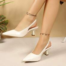 Zapatos de tacón de gatito minimalistas para mujeres, nuevo estilo primavera/verano, versátiles para oficina, transporte y citas, cómodos y sin fatiga - Blanco - Ver 7