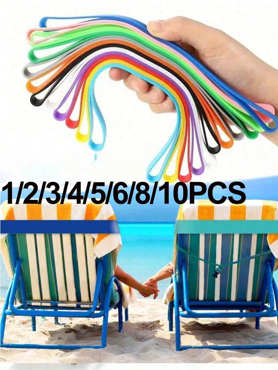 1/2/3/4/5/6/8/10 cái Dây đai khăn tắm ghế bãi biển bằng silicone dày, kẹp khăn tắm bãi biển chống gió co giãn, dễ làm sạch, màu sắc rực rỡ, có thể điều chỉnh, tái sử dụng - vừa vặn chắc chắn, phù hợp cho hồ bơi, du thuyền, cắm trại, dã ngoại, du lịch, phòng gym, yoga và các hoạt động ngoài trời, du lịch mùa hè, vật dụng thiết yếu cho kỳ nghỉ (màu ngẫu nhiên) - Nhiều màu - Xem 1