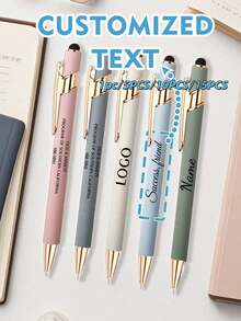 Stylos bille en aluminium personnalisés de couleur neutre Morandi, cadeau de vacances personnalisé, convient pour les fournitures scolaires de retour à l'école pendant l'année scolaire, et stylos personnalisés pour les cadeaux d'enseignants et les prix d'entreprise pour la Fête des enseignants - Multicolore - Voir 13