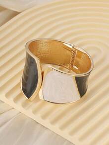 1PC Vintage Opulent FreeForm Zinc Alloy Gold-Plated Enamel Multi-ColorWide Flat Chunky Statement Cuff BraceletNew Year Christmas Dairy Party Clubwear - Bracelet - View 26