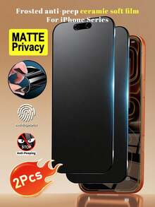 Kamyuurs 2入陶瓷磨砂隱私螢幕保護貼，相容 iPhone 17 Pro Max/17 Pro/17 Air/17e/16 Pro Max/16 Pro/16 Plus/16e/15/14/13/12/11/X/XS/XR/7/8/Plus，防眩光、防指紋、非玻璃材質、無氣泡、絲滑觸感、隱私保護，手機配件，相容手機殼，日常與戶外使用必備 - 2Pcs Matte privacy - 查看 25