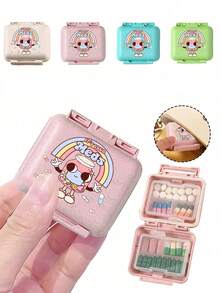 Mini 6-Compartment Portable Pill Box, Medicine Storage Box, Travel Pill Box, Printed With "My Pill Box" And Pill Pattern, 6-Compartment Small Pill Box, Sealed Pill Packaging Storage Box, 6-Day Weekly Pill Storage Box, Travel Essential Pill Box, Daily Vitamin Pill Box, Pocket Pill Box Storage Box, Exquisite Storage Box, Home Essential, Travel Essential - Multicolor - View 2