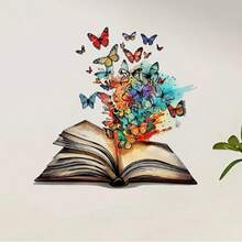 1pc Funny Magic Book Wall Sticker, Flowers And Butterflies Blooming From Book, Suitable For Home Decor, Wall Decor, Room Decor, Office Decor, Dorm Decor, PVC Waterproof Material, Removable - Magic Book Wall Stickers - View 2