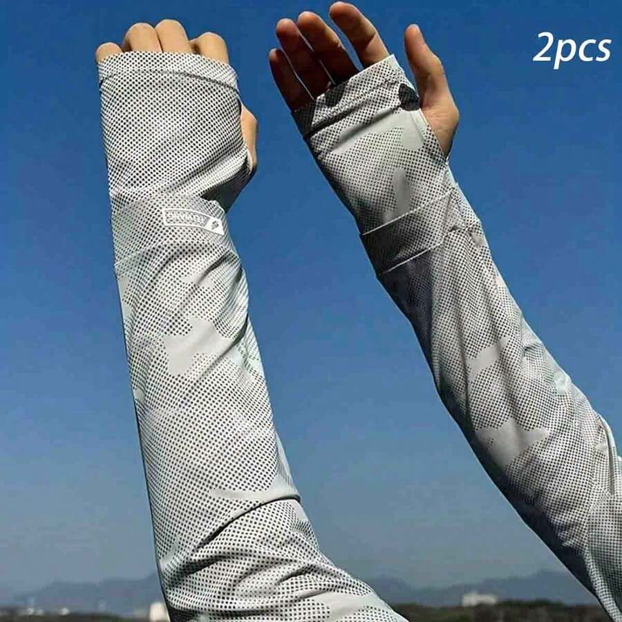 2pcs Universal UV Protection Arm Sleeves - Breathable Ice Silk Material,UPF 50+ Sun Protection, Sweatproof & Quick-Drying, Suitable For Driving Cycling Outdoor Activities, Comfortable Non-Sticky Skin, Arm Cover Accessory - A - View 1
