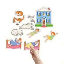 hoojojo 12 Pcs Sleepy House Story Felt Set, Interactive Storytelling Role-Play Felt Board Kit, Story Sequencing Cards, Creative Reading Game Props, Early Literacy Learning Kit, Classroom Activity Supplies, Back-To-School Set, Home & Group Learning Tools - Multicolor - View 7