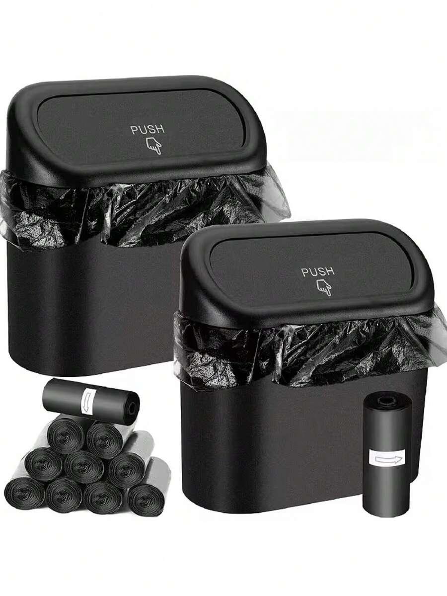Compact Flip-Top Car Trash Can, Leak-Proof Lid, Mini Car Accessory Trash Can - Durable And Easy To Clean, Say Goodbye To Cluttered Car Interior, Side Door Storage Box - A - View 1