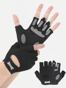 1 Pair Full Palm Weightlifting Gloves, Gym Gloves, Suitable For Gym, Cycling, Workout, Ultra-Lightweight, Unisex. - Black - View 1