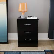 Home Discount Vida Designs Riano 3 Drawer Bedside Chest Cabinet Table Nightstand Bedroom Furniture Silver Handles Display Storage Unit - Black - Black - View 3