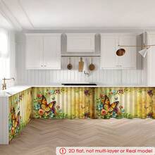1pc, Home Decor, Butterfly Pattern Printed Table Skirt, Kitchen Small Curtain, Kitchen Cabinet Cover, With Curtain Holes, Easy To Hang, Rectangular, Machine Woven, Machine Washable, Kitchen Decoration And Accessories, Perfect For Kitchen Cabinets And Home Decor - Multicolor - View 7