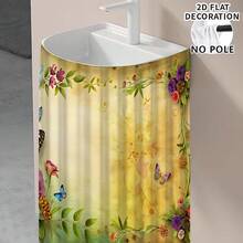 1pc, Home Decor, Butterfly Pattern Printed Table Skirt, Kitchen Small Curtain, Kitchen Cabinet Cover, With Curtain Holes, Easy To Hang, Rectangular, Machine Woven, Machine Washable, Kitchen Decoration And Accessories, Perfect For Kitchen Cabinets And Home Decor - Multicolor - View 6