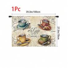 1pc, Home Decor, Coffee Theme Pattern Printed Table Skirt, Kitchen Small Curtain, Kitchen Cabinet Cover, With Curtain Holes, Easy To Hang, Rectangular, Machine Woven, Machine Washable, Kitchen Decoration And Accessories, Perfect For Kitchen Cabinets And Home Decor - Multicolor - View 16