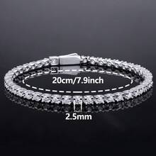 2mm-5mm 100% 莫桑石網球手鍊 925 純銀鍍白金 通過鑽石檢測儀檢測附 GRA 證書 女款禮物珠寶 - 白色 - 查看 33
