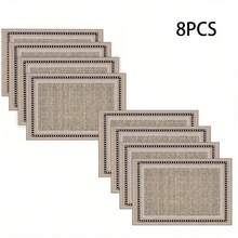 Multi-Pack Linen-Style Placemats With Classic Border Designs. 100% Polyester, Non-Slip, Heat-Resistant, Easy To Clean. Neutral Tone, Perfect For Everyday Meals And Home Decor. - Multicolor - View 22