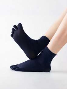 1/5/6 Pairs Men's Black Casual Business Versatile Sweat-Absorbing Odor-Resistant Toe Socks - Black - View 10