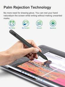 相容 iPad 的觸控筆，支援手掌防誤觸與傾斜感應，90mAh 電池，相容 iPad 第 10 代 10.9 2022、Air 4/5/6/M4、A16 第 11 代 2025、Air 11&13 吋 (M3/M2)、Pro 11/12.9 吋 - 黑色 - 黑色 - 查看 6