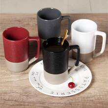 - Taza de caf de 16 onzas, combinacin de dos colores, taza de t de cermica con con moteado blanco para hombres y mujeres, restaurante, hogar, oficina, bebidas - Negro - Ver 7