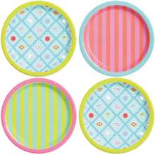 10pcs/30pcs/60pcs Piring Kertas Pesta Kolam Renang Warna-warni, 3 Desain 24 Pcs Dekorasi 7" , Motif Semangka, Motif Kacamata Modis, Dekorasi Ulang Tahun Musim Panas, Dekorasi Meja Bergaris, Penataan Meja Warna-warni untuk Pria dan Wanita - MultiWarna - View 3