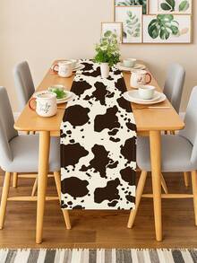 1 Pieza Camino de Mesa con Estampado de Vaca Estilo Western Granja Lavable Adecuado para Fiestas al Aire Libre y en Interiores Cocina Hogar Mesa de Comedor Centro de Mesa Puede Usarse para Sala de Estar Mesa de Comedor Rectangular Decoración de Restaurante - Camel - Ver 1