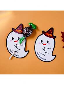 100 piezas Tarjetas de Piruleta de Calabaza y Fantasma de Halloween, Soportes de Caramelos de Halloween Lindos, Adecuados para Recuerdos de Fiesta, Meriendas de Aula, Trick Or Treaty Decoraciones de Halloween - Múltiples estilos - Ver 6
