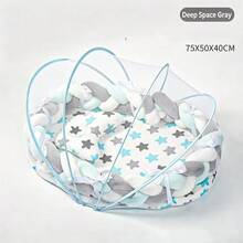 1pc Braided Edge Portable Baby Nest Bed, All-In-One Encrypted Mosquito Net Baby Bed, Foldable Newborn Soothing Sleeping Pad, Summer Mosquito-Proof Baby Bedside Crib - Multicolor - View 4