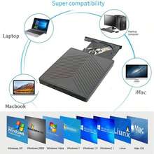 五合一外置光驱,USB3.0+Type-C双接口,便携式CD/DVD/VCD刻录机,超薄光驱,带SD/TF卡读卡器,兼容笔记本电脑、台式机、 - 查看 3